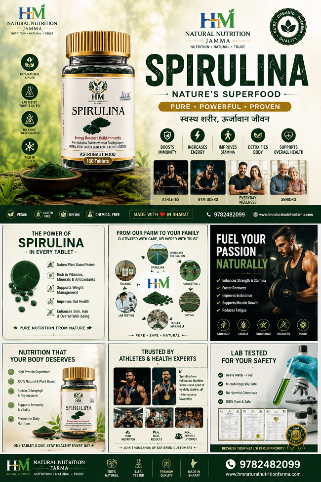 Pure & Powerful Nutrition Spirulina Tablet by HM Natural Nutrition Farma